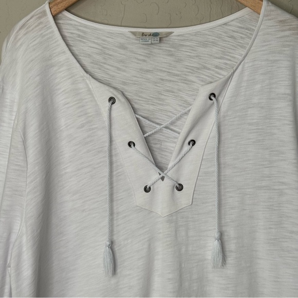 BODEN 100% Cotton White Knit Dress Tunic Beach Swim Cover Up Tassel Tie Size 18 - Picture 5 of 15